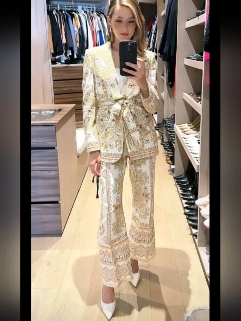 2 Pieces Zara Printed Linen Set/ Suit